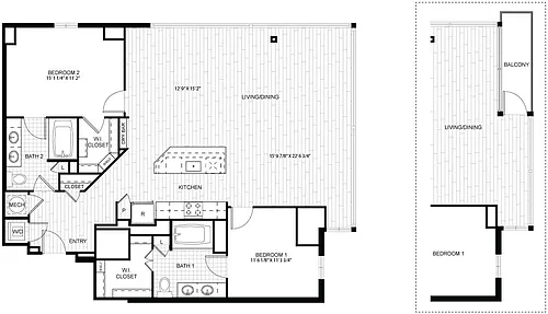 Floor plan 2 Bed/2 Bath-T_C01
