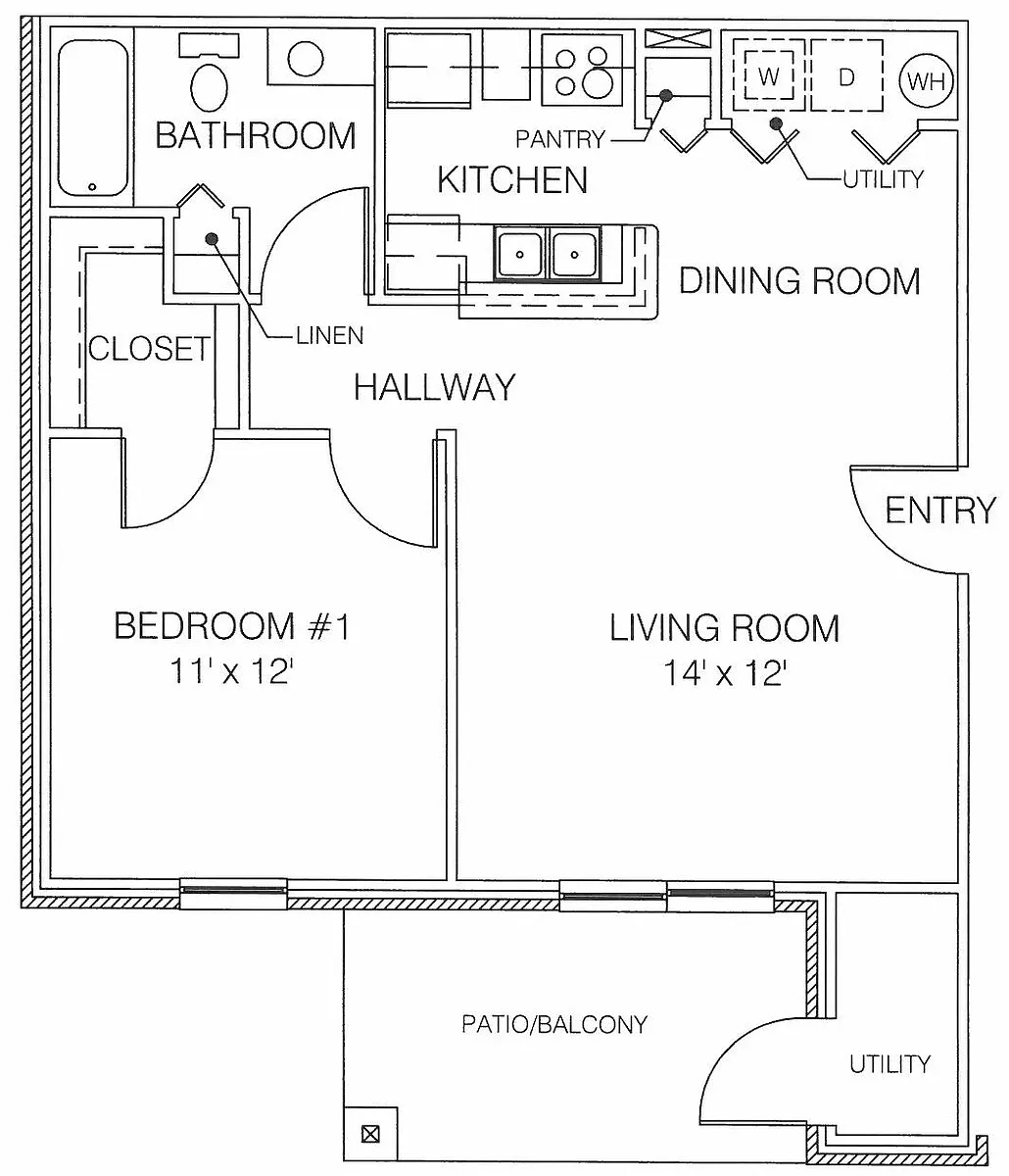 Floor plan 1 Bedroom 60 Percent