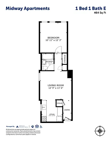 Floor plan 1 Bed 1 Bath E