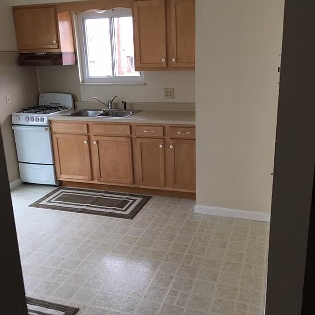 New Kitchen Cabinets along with new gas range and refrigerator.