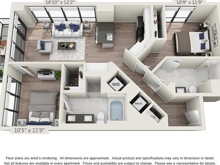 Two Bedroom Two Bath (1,044 SF) Two Bedroom Two Bath (1,044 SF)