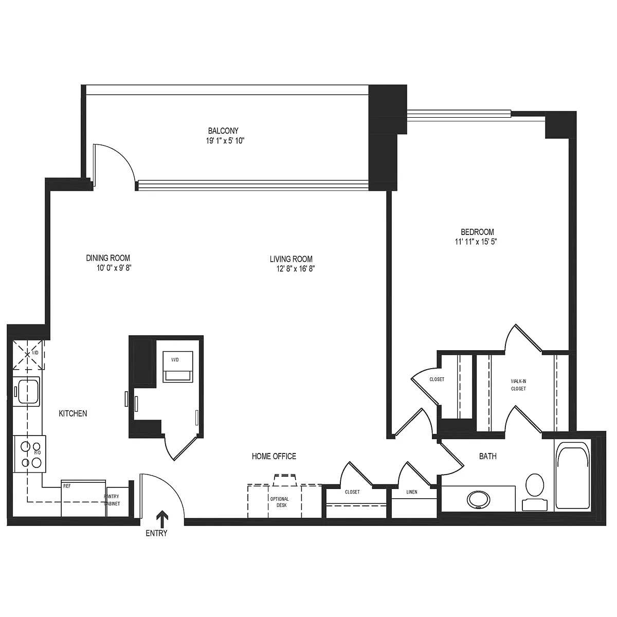 Floor plan 1 Bedroom 1 Bath 888 SF 11ar