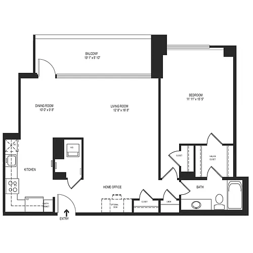 Floor plan 1 Bedroom 1 Bath 888 SF 11ar