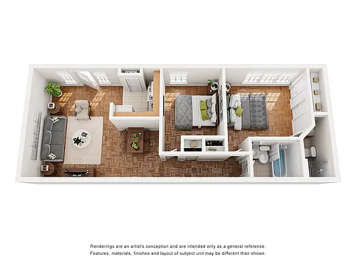 Floor plan 2 Bedroom; 1.5 Bath