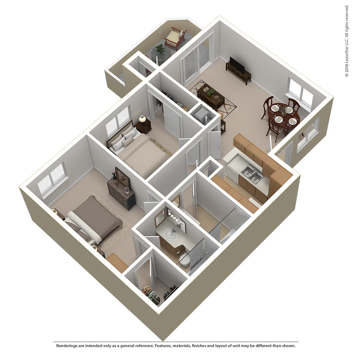 Floor plan 2 Bed 2 Bath (B)