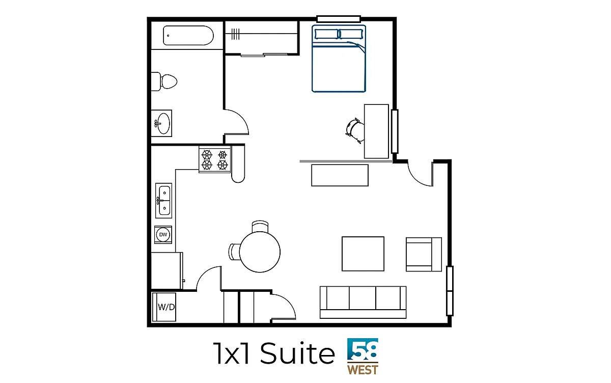Floor plan 1 Bed Suite