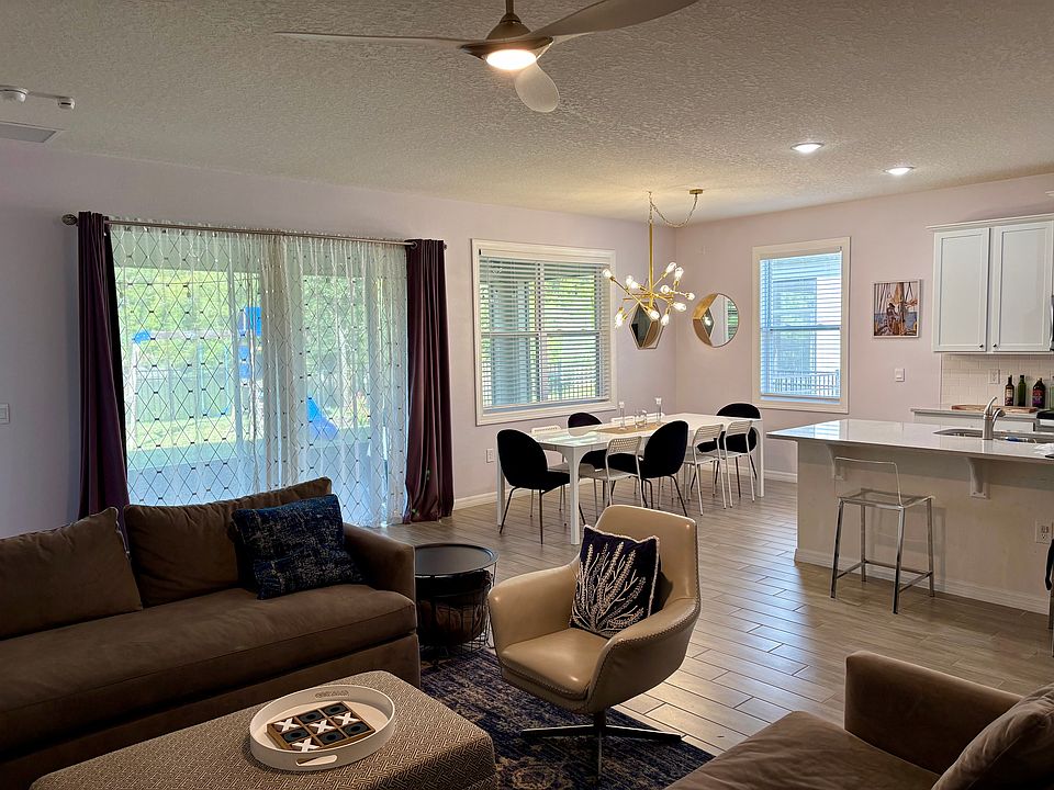 Looking over the living area into the dining area