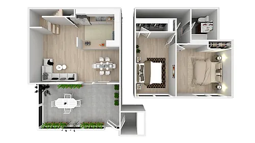 Floor plan 2 Bed 1 Bath Small