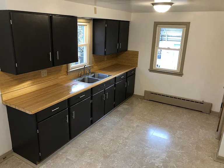 Newly painted cabinets and walls.