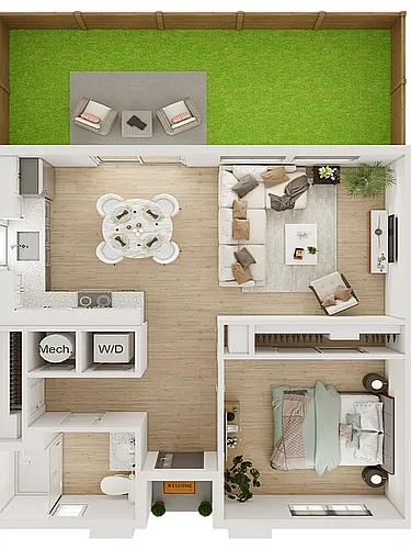 Floor plan 1BR/1BA - A1