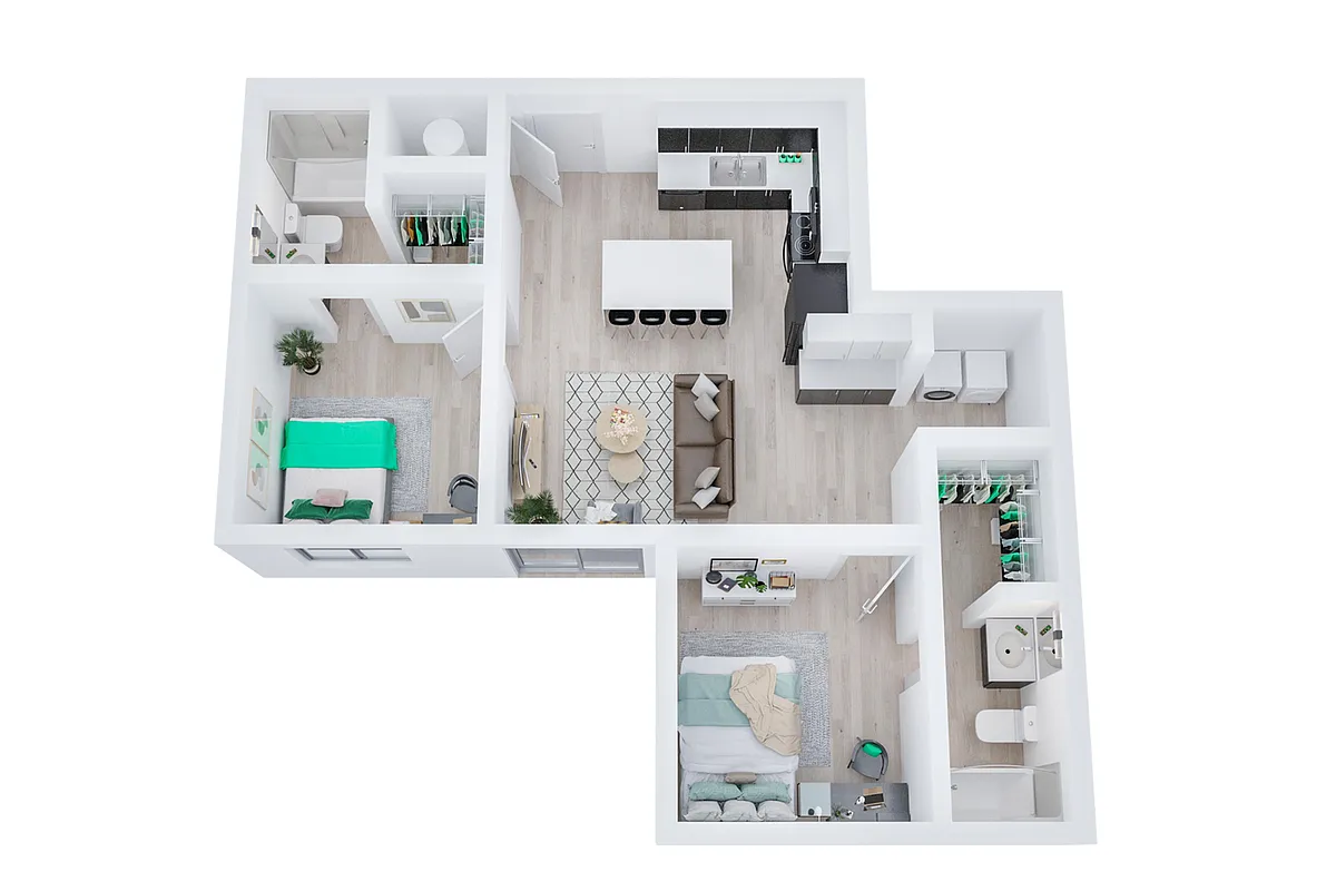 Floor plan 2BR/2BA - The Meg