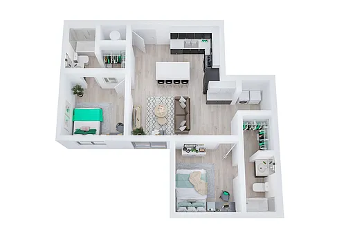 Floor plan 2BR/2BA - The Meg