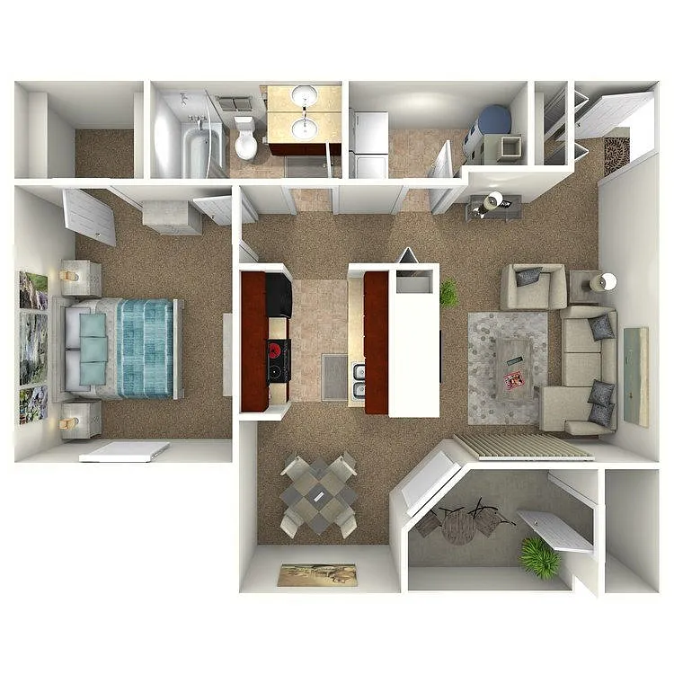 Floor plan The Hickory - 1 Bedroom 1 Bath
