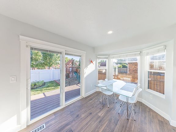 Dining area, looking out the back patio doors.