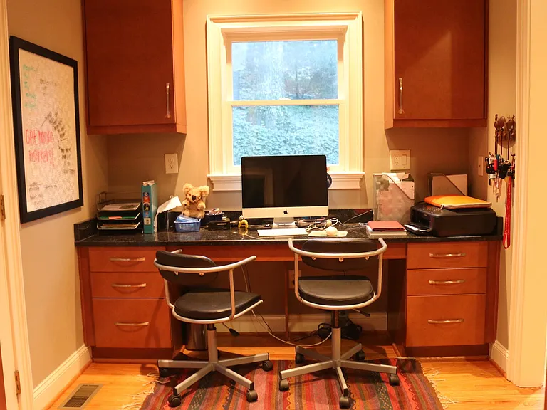 Dedicated office space adjacent to the kitchen.