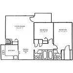 Floor plan Updated 2 Bedroom 2 Bath Apartment Style B1N