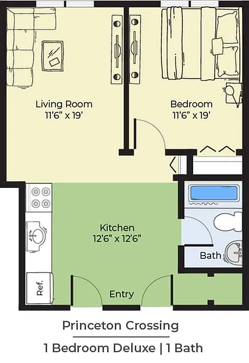 Floor plan One BR Deluxe