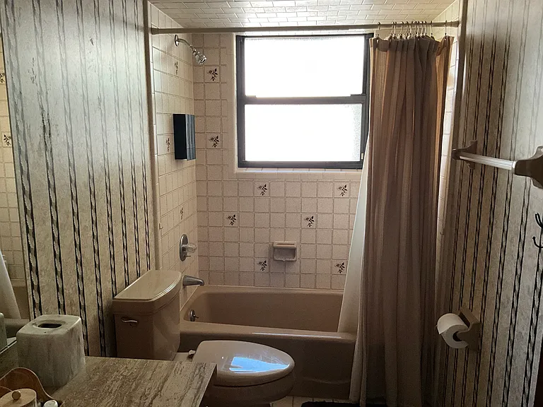 Full bathroom with shower in hallway