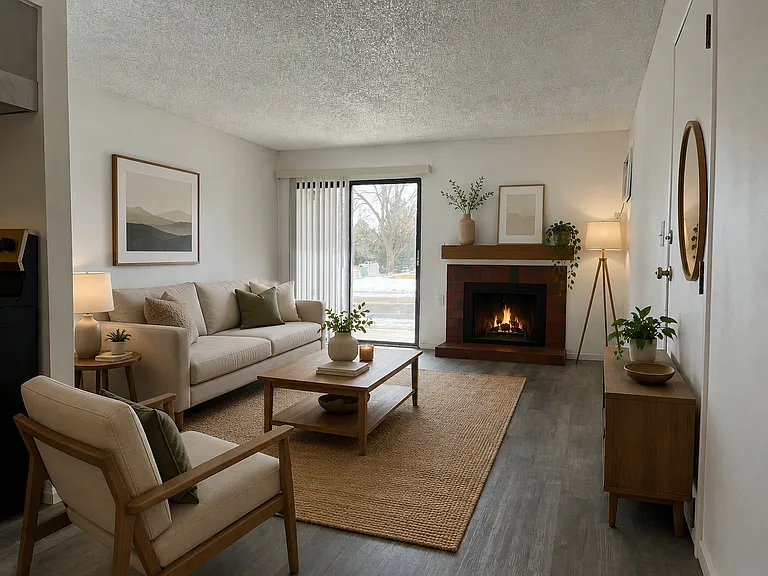 Digitally altered photo of living room