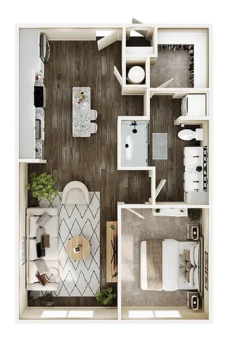 Floor plan 1 Bed/1Bath