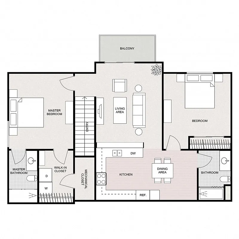 Floor plan 2 Bedroom 2 Bathroom - Split