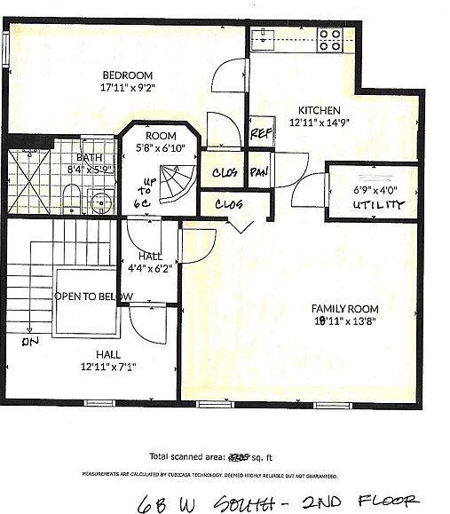 Floor space is marked in yellow