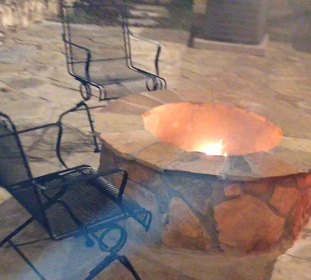 Flagstone patio fire pit