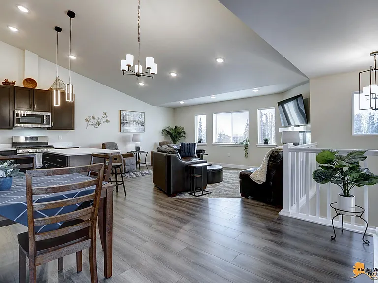 Living space and kitchen