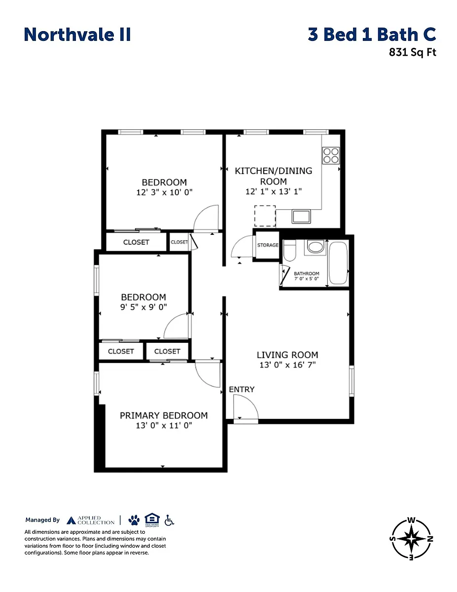 Floor plan 3 Bed 1 Bath C