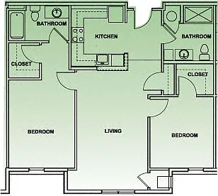 Floor plan Two Bedroom - 2A