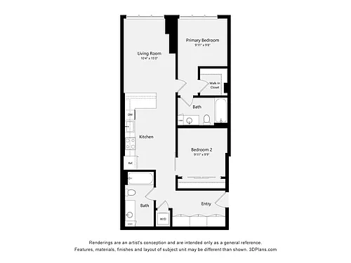 Floor plan Urban Two Bed Two Bath 3