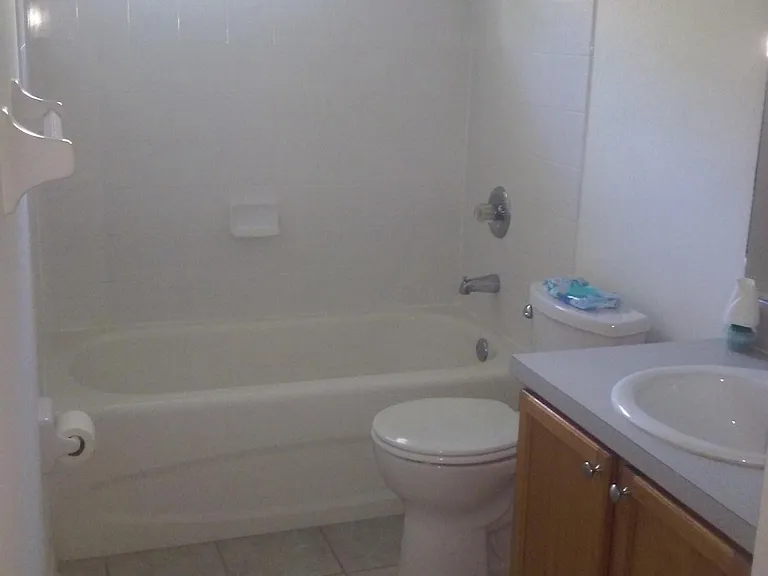 Guest bathroom, includes a Large Closet (to right) for plenty of storage space. Full size Mirror over sink area.