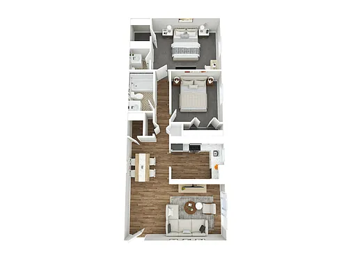 Floor plan 2BR - 1.5 BTH
