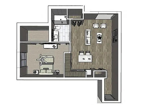 Floor plan 1 Bed / 1 Bath - Office