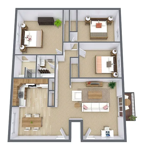 Floor plan Three Bedroom 32B