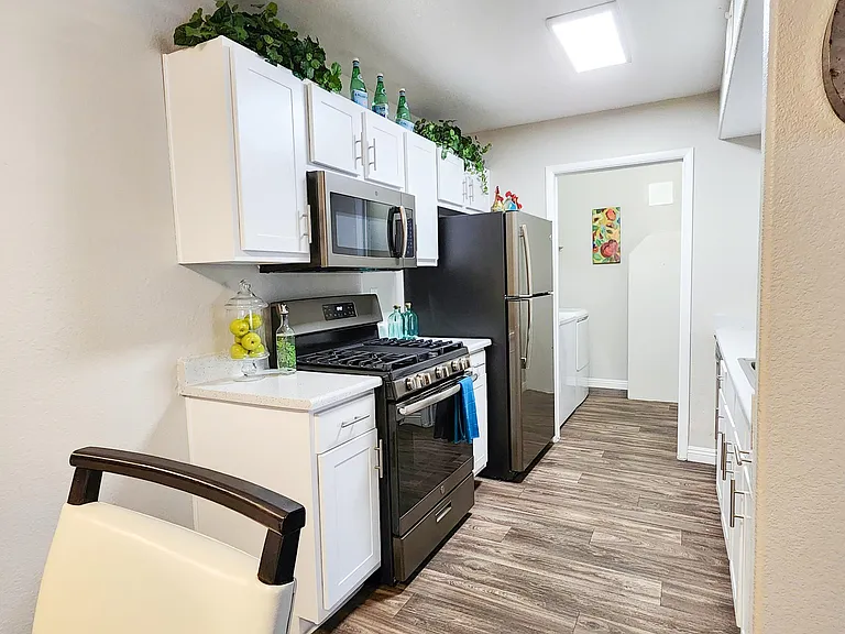 Alterra 2 bedroom, 2 bath kitchen - range, microwave, & fridge side