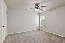 Now Vinyl wood plank in all bedrooms, no carpet. Ceiling fan in each room and 2 inch faux wood blinds,big wall to wall closet