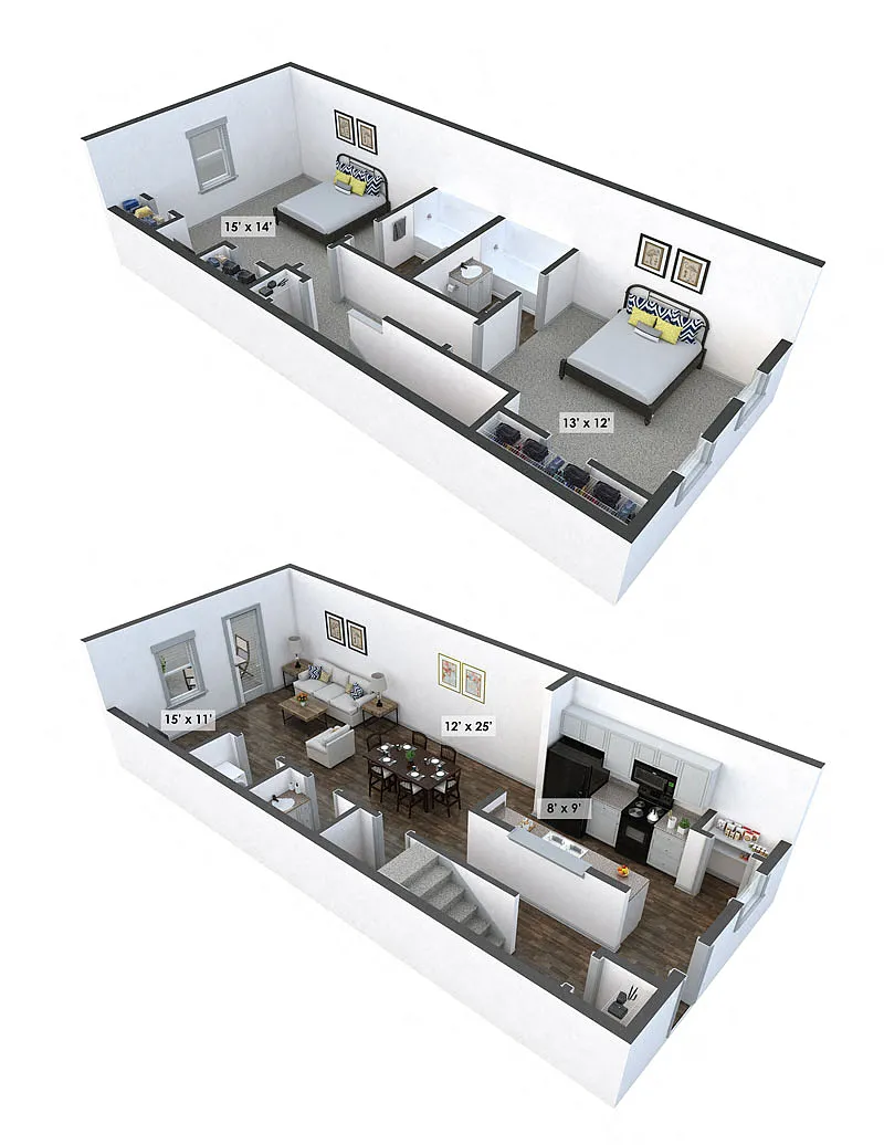 Floor plan Two-Bedroom Townhome