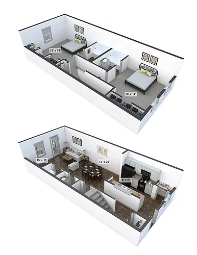 Floor plan Two-Bedroom Townhome