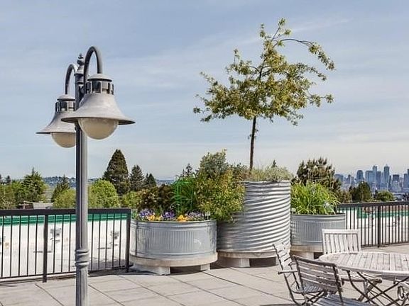 rooftop deck with urban garden, bbq, lounge chairs, panorami