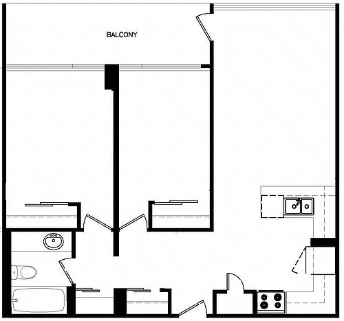 Floor plan 2 Bed 1 Bath D