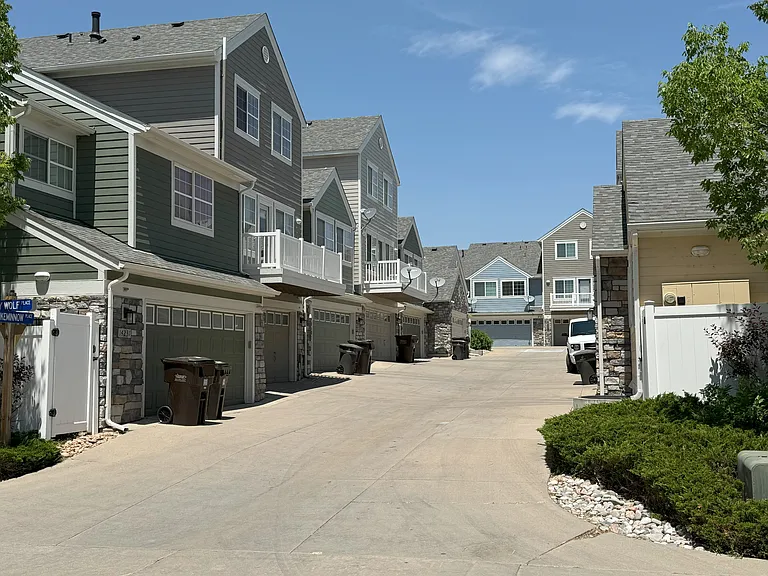 Shared driveway entrance to garage