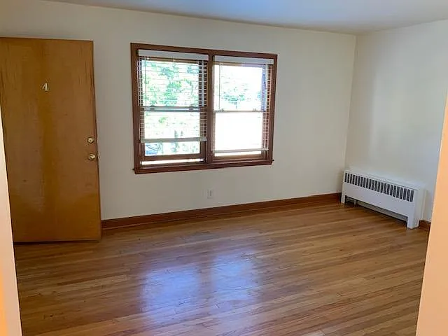 Living room with view of front door