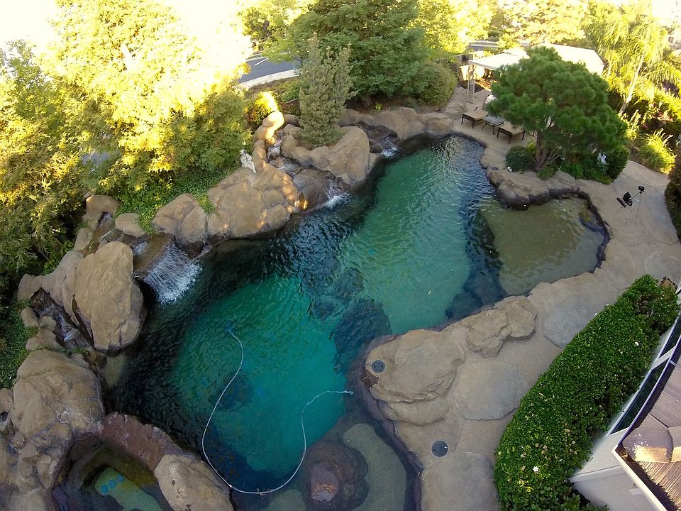 drone view of pool
