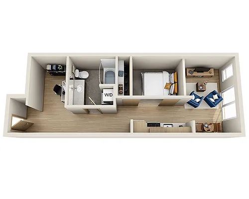 Floor plan One Bedroom with Den A1AD