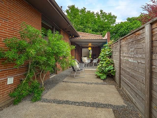 Side yard, looking at breezeway