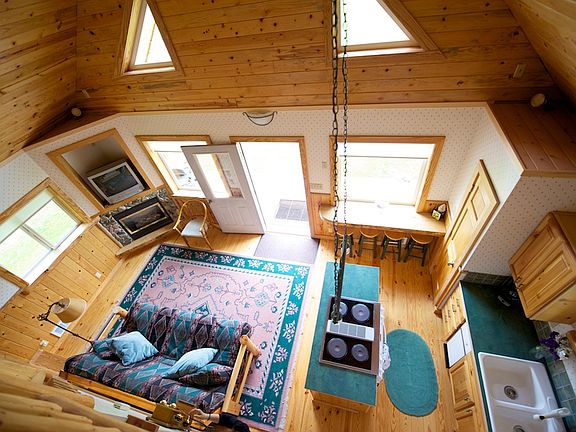 Looking down from loft bedroom