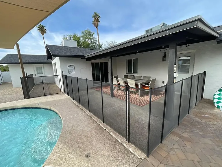 View of outdoor Eating Area and Safety Fence