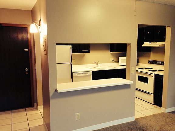 Kitchen with pass through dining room.