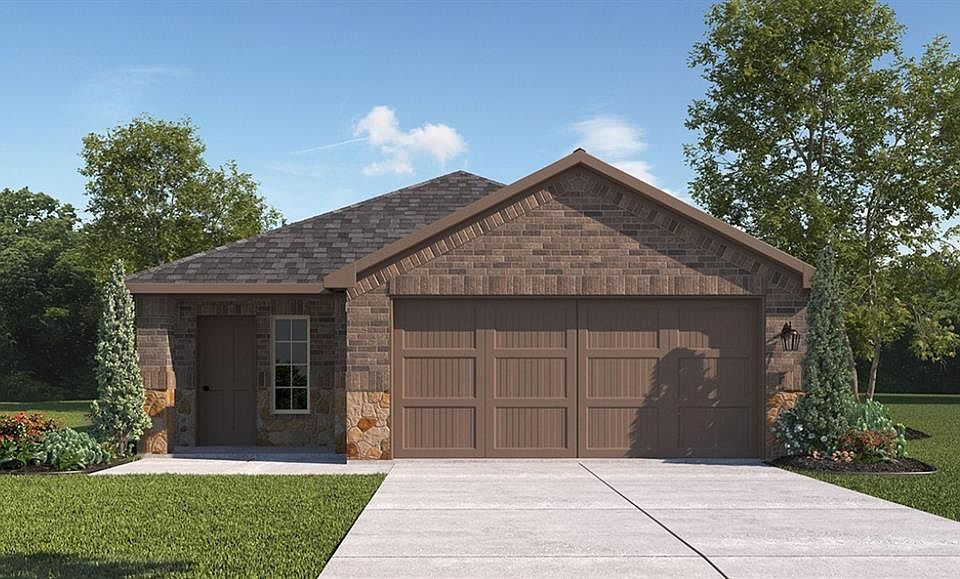 Front Elevation- D.R. Horton''s Brooke floor plan elevation-B  -All Home and community information, including pricing, included features, terms, availability and amenities, are subject to change at any time without notice or obligation. All Drawings, pictures, photographs, video, square footages, floor plans, elevations, features, colors and sizes are approximate for illustration purposes only and will vary from the homes as built.